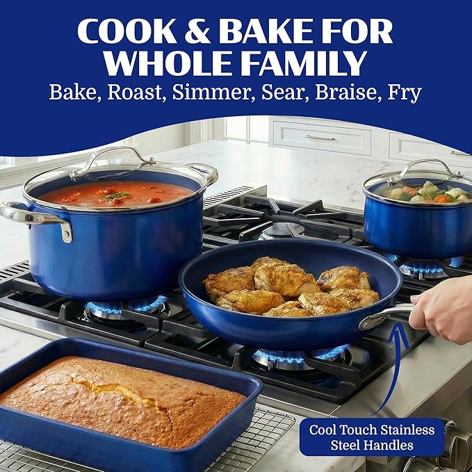 Granitestone Ceraluxe 20 Pc Ceramic Cookware Set Nonstick, Complete Pots and - Image 8