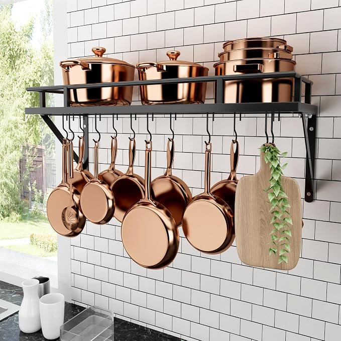 KES 30-Inch Kitchen Pan Pot Rack Wall Mounted Hanging Storage Organizer Wall by KES