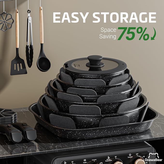 26 Pcs Pots and Pans Set Non Stick, Ceramic Cookware Set Non Toxic - Image 4