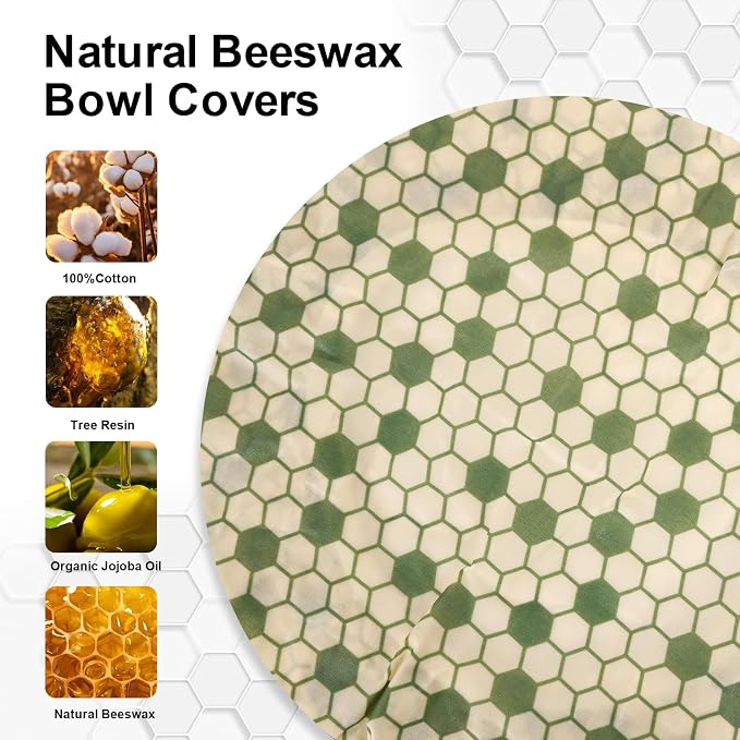 Reusable Bowl Covers for Bread Proofing（2 Large）- Cotton Beeswax Bowl Covers - Image 4