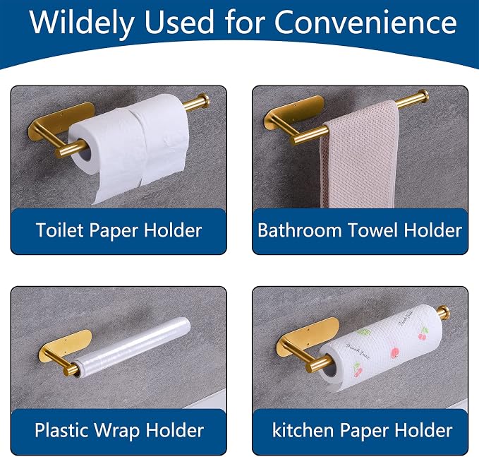 Paper Towel Holder with 2 Hooks-Under Cabinet Paper Towel Holder - Image 4