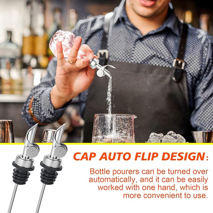12PCS Weighted Liquor Bottle Pourers, Auto Flip Olive Oil Spout, Stainless - Image 5