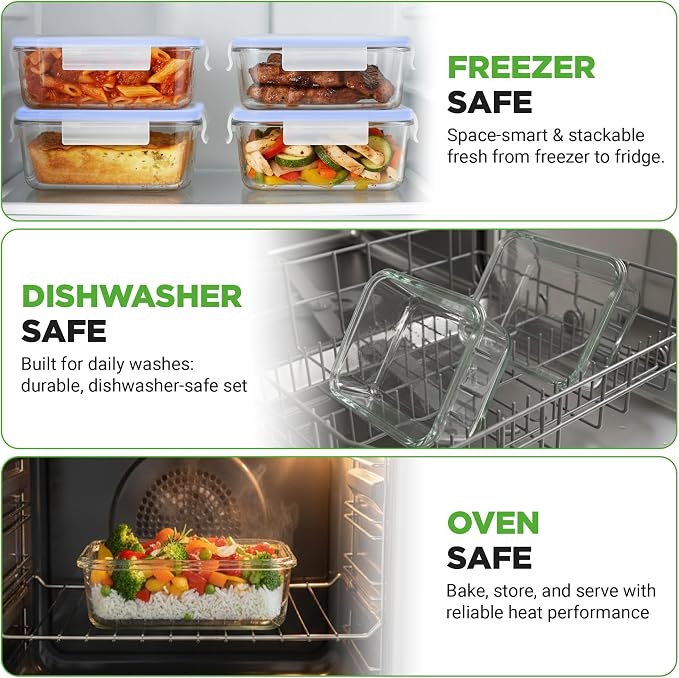 NutriChef 10 Piece Glass Food Storage Containers - Image 3