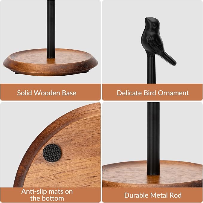 Wood Paper Towel Holder Countertop, Easy Tear Farmhouse Kitchen Towel Holder - Image 5