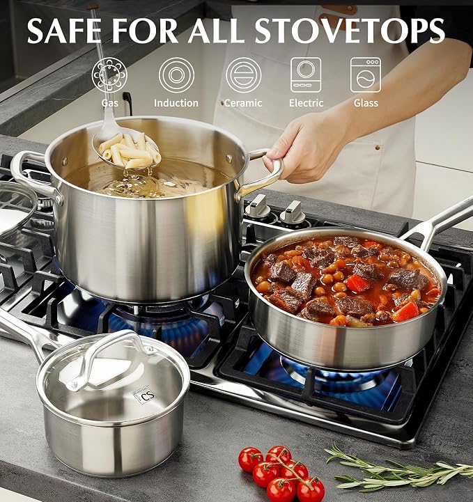 KOCH SYSTEME CS Stainless Steel Cookware Set 17 Piece, Professional 18/10 - Image 5