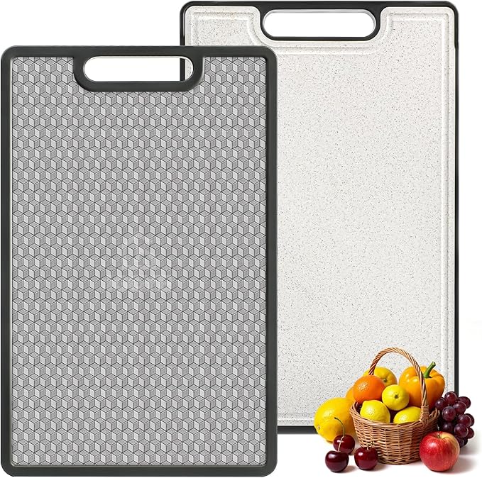Double Sided Cutting Board, Food Grade, Scratch Resistant Mesh, Large Size by IGOYE