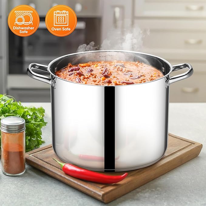 E-far 16 Quart Stainless Steel Stock Pot, Large Heavy Duty Induction Stockpot - Image 6