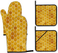 Honeycomb Oven Mitts and Pot Holders Set, Bee Kitchen Decor Heat Resistant Non by Unknown
