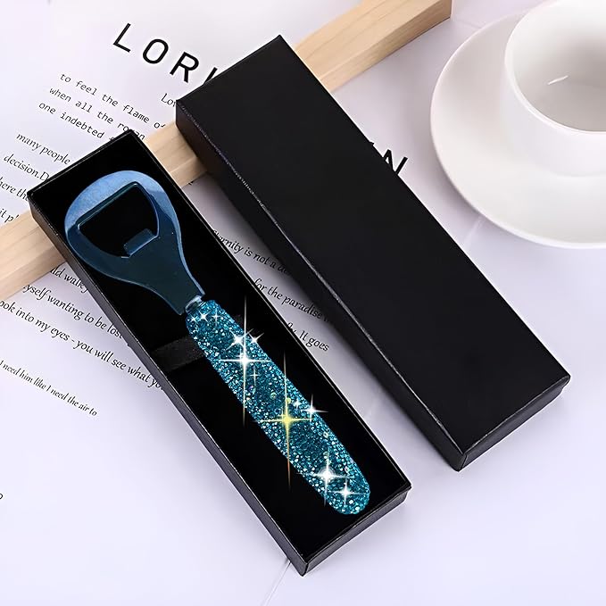 Handcrafted Blue Crystal Bling Beer Opener – Sparkle Diamond Bottle Openers - Image 2