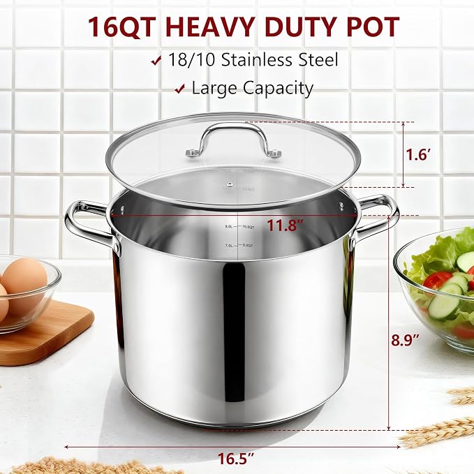 Herogo 16-Quart 18/10 Stainless Steel Stock Pot - Image 2