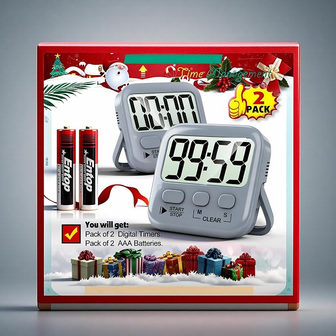 Antonki 2 Pack Digital Timer for Kids, Magnetic Countdown Kitchen Timers for - Image 9