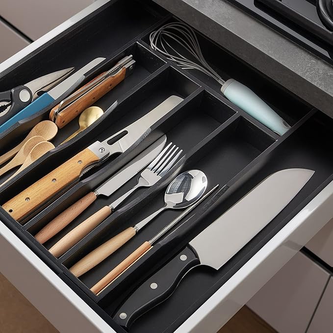 2-Piece Expandable Bamboo Kitchen Drawer Organizer - Image 3