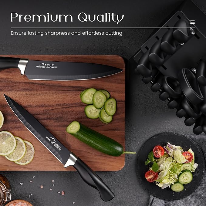 Knife Set, Amorston 21 Pieces Kitchen Knife Set - Image 8