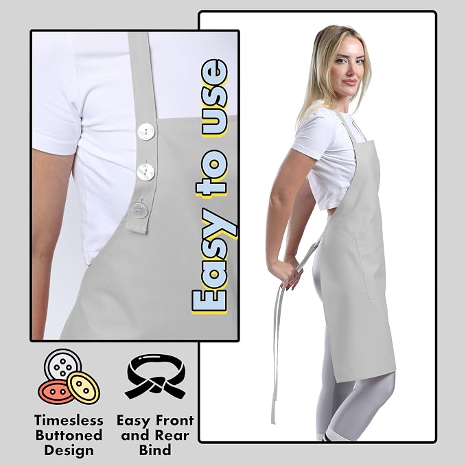 TOSHE Kitchen Apron Waterdrop Resistant Cotton Apron - Image 6