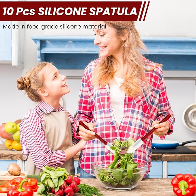 10 Pcs 10 Inch Flexible Rubber Spatulas, Silicone Spatula Set, Commercial Grade - Image 4