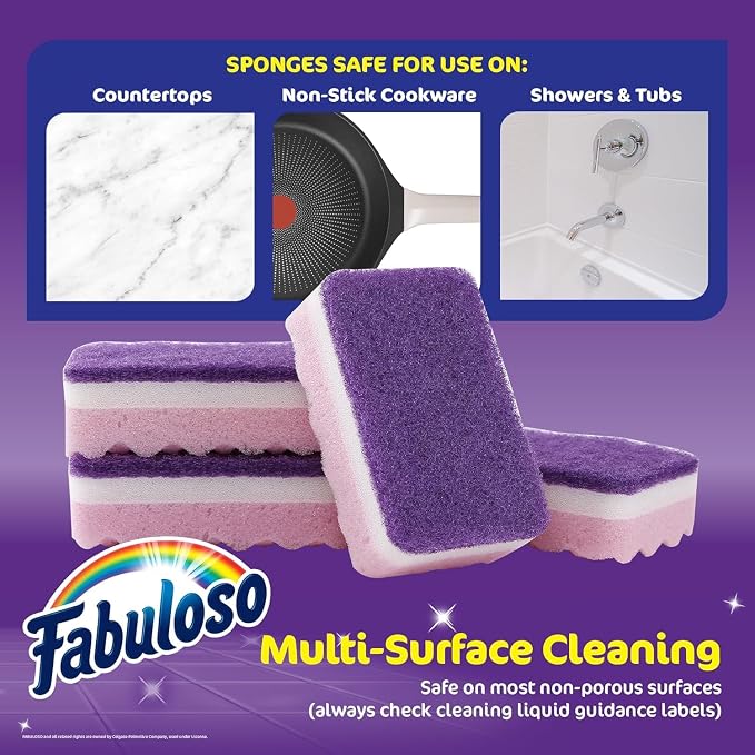Fabuloso Scratch-Free Kitchen Dish Sponges, Counters and Sinks, Tough on Messes - Image 6