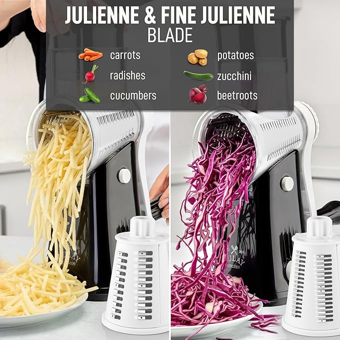 Zulay Kitchen Rotary Cheese Grater 5 Blade Cheese Shredder - Image 6
