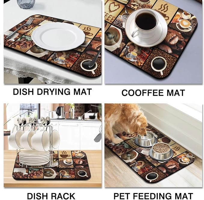 Coffee Mat 23inx15in, Anti-Slip & Waterproof Coffee Bar Accessories, Absorbent - Image 2