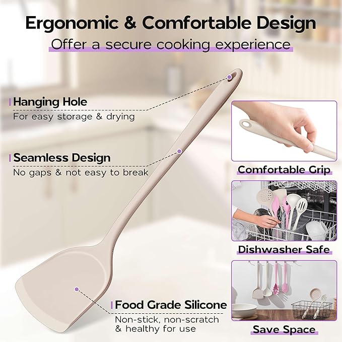 Onader Silicone Cooking Utensils Set, Heat Resistant Kitchen Gadgets Tools Set - Image 5