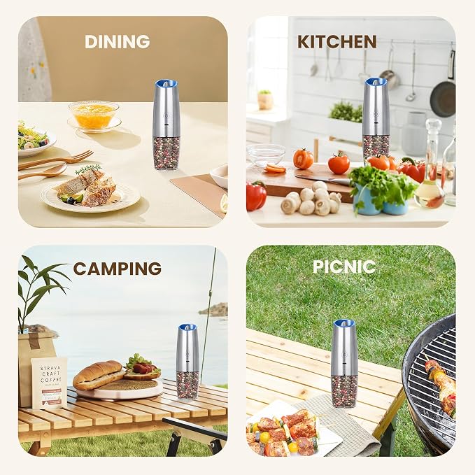 Rechargeable Electric Salt And Pepper Grinder Set, Automatic Gravity Electric - Image 7