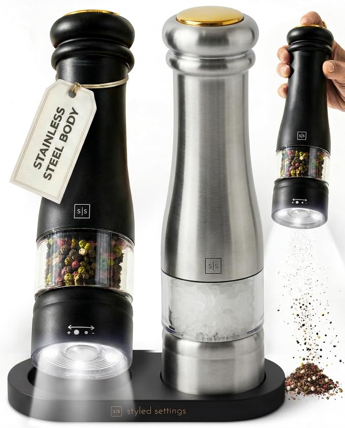 Electric Salt and Pepper Grinder Set by STYLEDSETTINGS