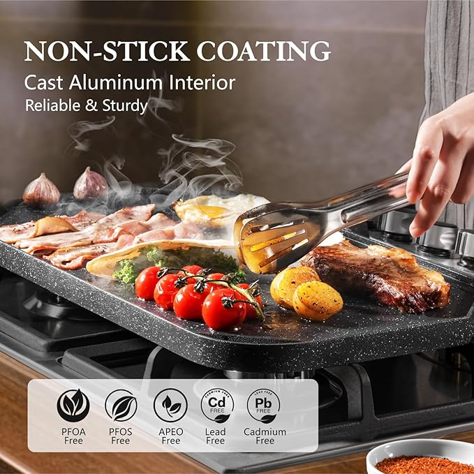 SENSARTE Nonstick Griddle Grill Pan, Pro-Grid Reversible Grill & Griddle Pan - Image 2