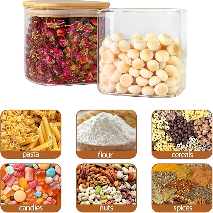 Moretoes 6 Pack 0.6qt Square Glass Storage Containers - Image 3