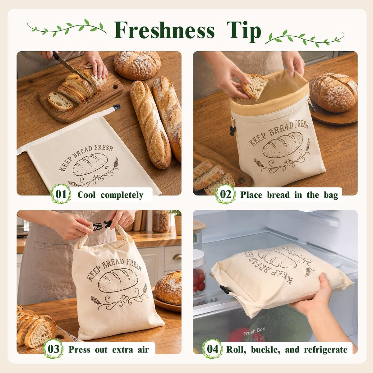2 Pack Beeswax Bread Bags for Sourdough Homemade Reusable Bread Bag
