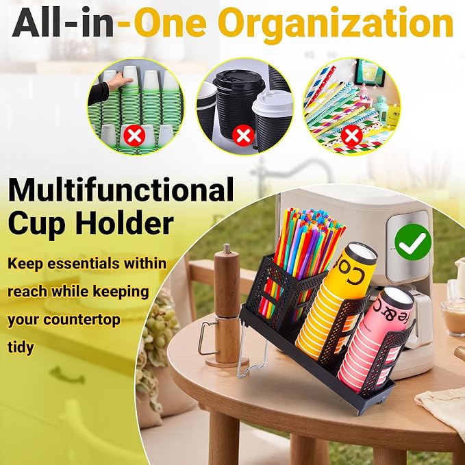Cup and Lid Holder, Disposable Paper Cup Dispenser - Image 4