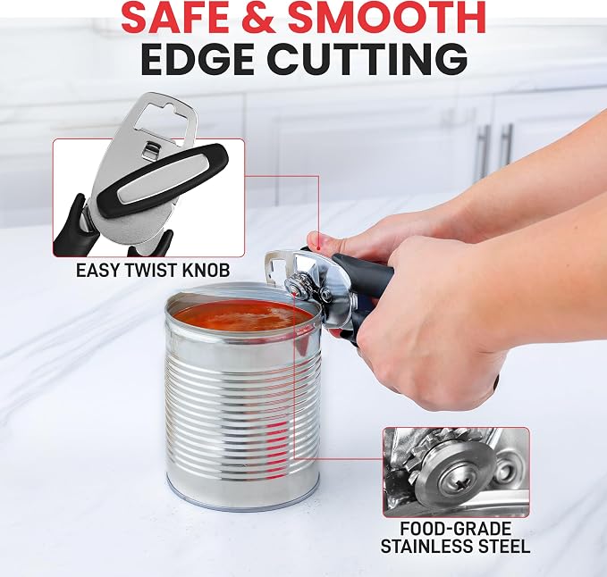 Zulay Kitchen Heavy Duty Stainless Steel Manual Can Opener – Ergonomic Soft - Image 3