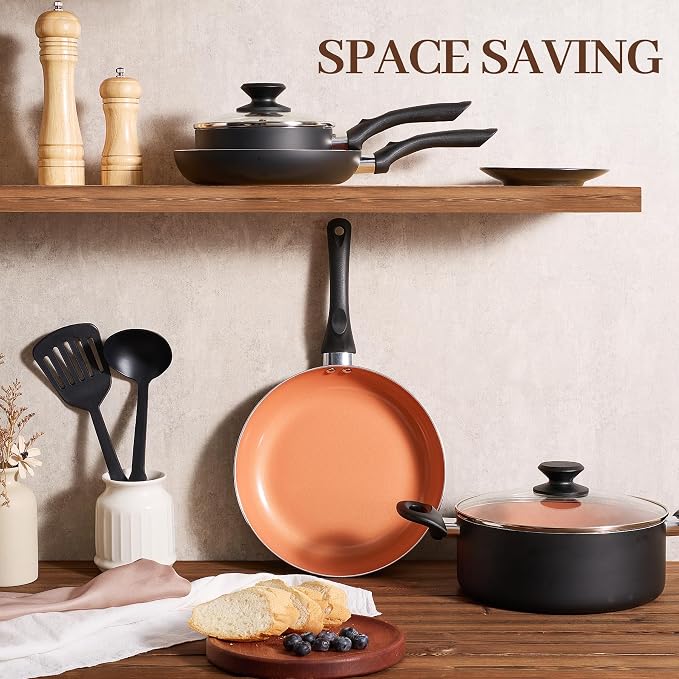BECIGAR Ceramic Pots and Pans Set, Nonstick Pan Pots and Pans Set Non Stick - Image 3