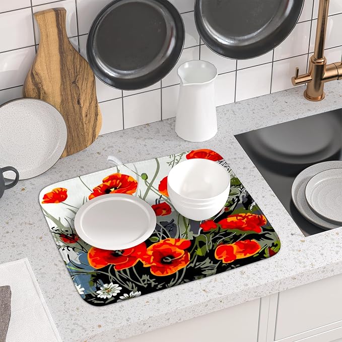 Giwawa Poppy Dish Drying Mat 16x18 inch - Image 6