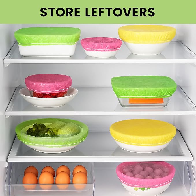 HANSGO 120PCS Reusable Bowl Covers – Elastic Plastic Food Storage Wraps - Image 5