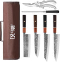 Japan Knife Set, High Carbon Steel Japan Nakiri Santoku Knife Set, Hand Forged by XchiefPro