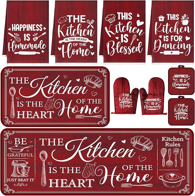 Fourluoo 10 Pcs Farmhouse Kitchen Decor and Accessories Set 4 Kitchen Towels 2 by Fourluoo