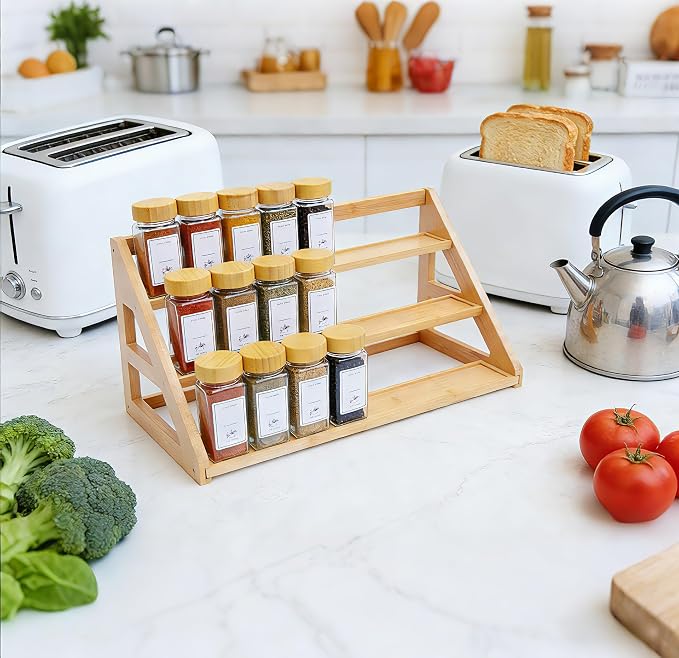 3 Tier Bamboo Spice Rack Organizer - Image 3