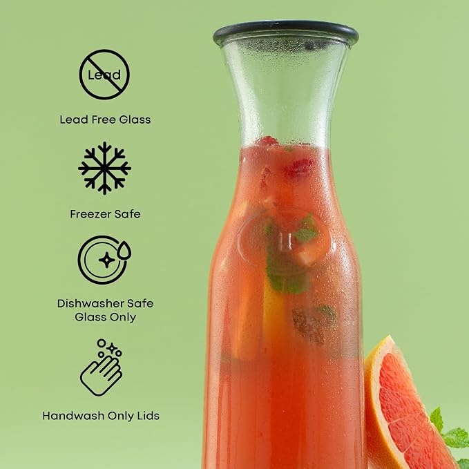 JoyJolt Glass Carafe with Lid, Iced Tea, Milk – Dishwasher Safe Beverage Drink - Image 5