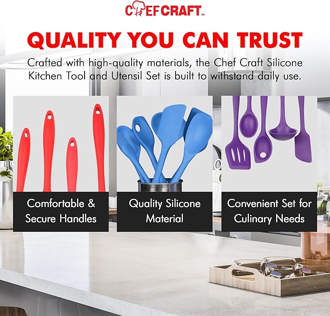 Chef Craft 42075 5 Piece Silicone Kitchen Tool and Utensil Set - Image 6