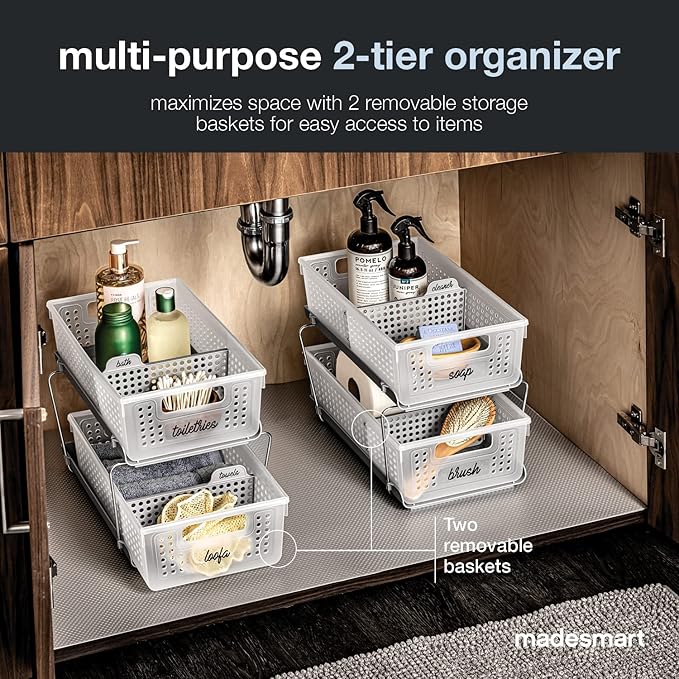 madesmart 2 Tier Bath Organizer, Undersink Storage - Image 3