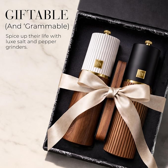 Wooden Salt and Pepper Grinder Set – Refillable Manual Salt and Pepper Mills - Image 6