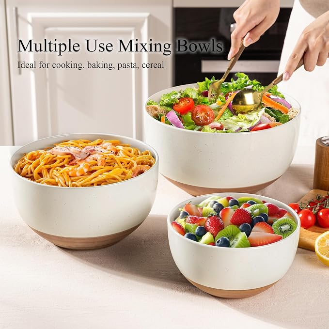 AmorArc Ceramic Mixing Bowls|Nesting Bowls Set of 3 - Image 4