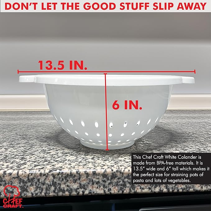 Chef Craft Select Plastic Deep Colander, 11x5 inch 5 quart - Image 4