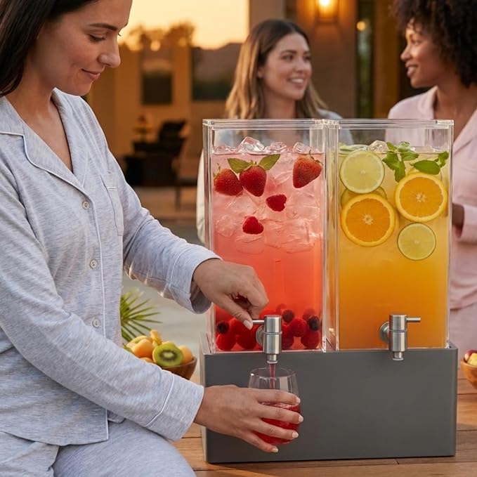 1.25 Gallon Dual Acrylic Beverage Dispenser - Image 7