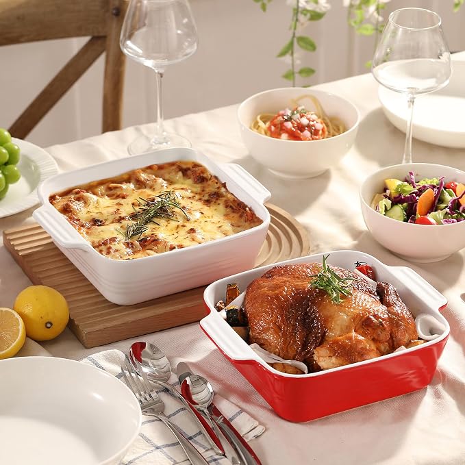DOWAN 8x8 Baking dish, Square Baking Pan, Ceramic Casserole Dishes - Image 7