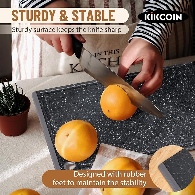 Kikcoin Plastic Cutting Boards for Kitchen, 3-Piece Large Cutting Board Set - Image 4