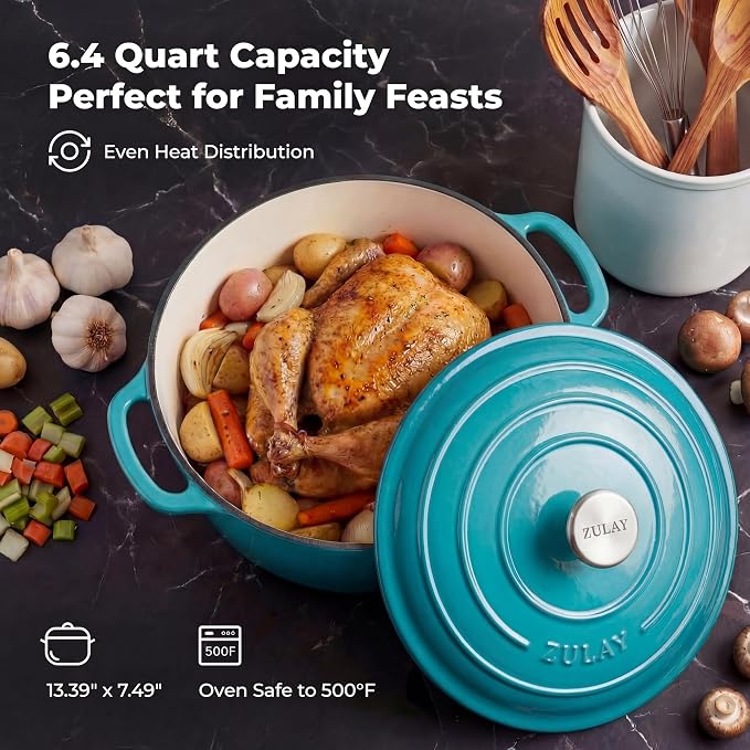 Zulay Kitchen 6 Quart Enameled Cast Iron Dutch Oven Pot - Image 6