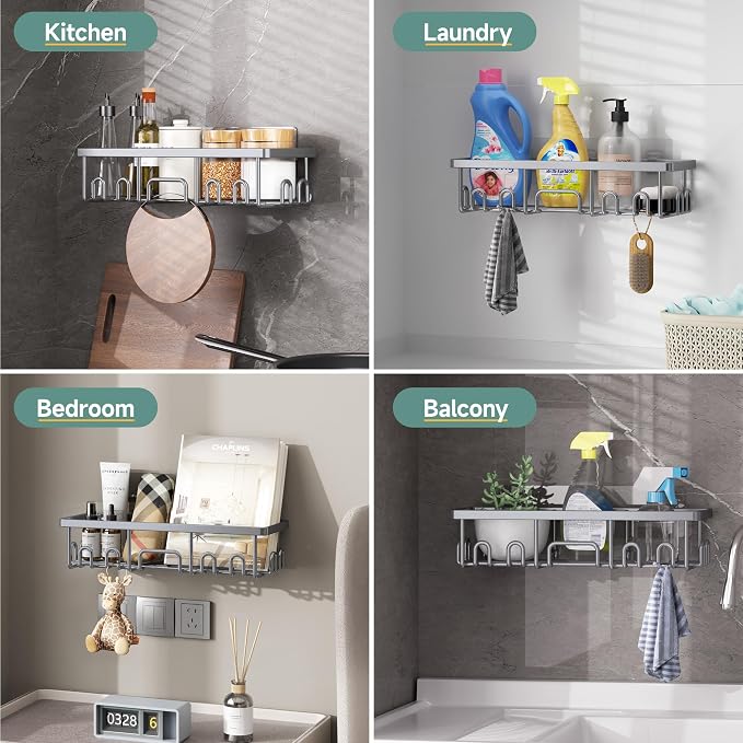 Veken Shower Caddy 6-Pack, No Drilling & Rustproof, Waterproof Adhesive Shelves - Image 7