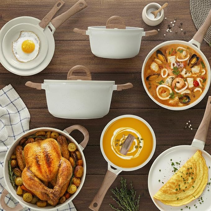 Pots and Pans Set Non Stick Non-Toxic 22 Pcs Ceramic Cookware Sets Nonstick - Image 9