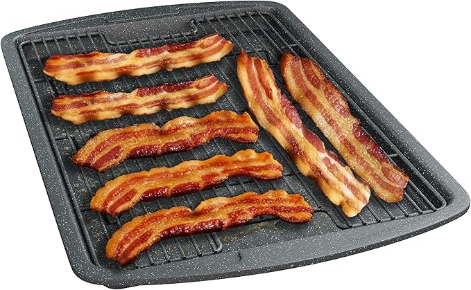 Cookie Sheet with Wire Rack Set, 2-Piece Nonstick Gray Marble Carbon Steel Pan by Unknown