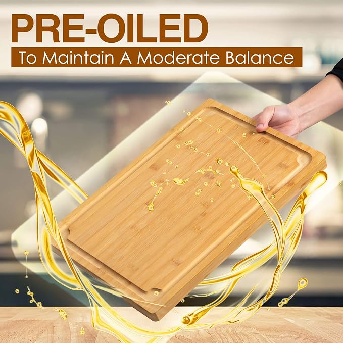 Extra Large Cutting Board, 17.6" Bamboo Cutting Boards - Image 5